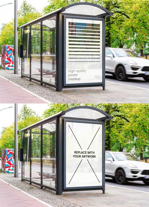 Bus Stop Outdoor Advertisement Poster Mockup