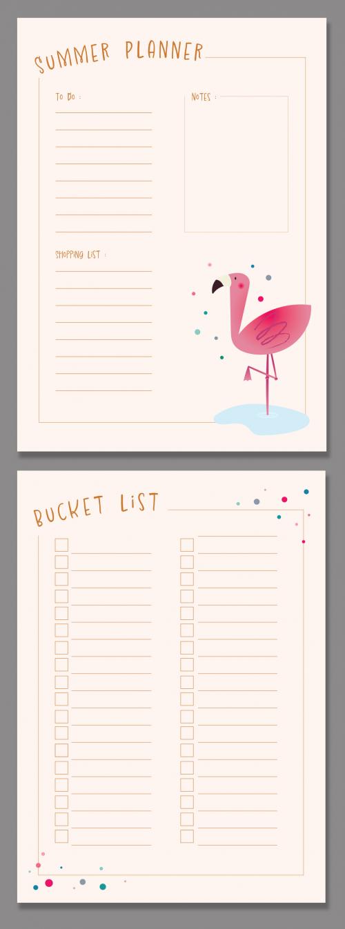 Planner with Flamingo Illustration