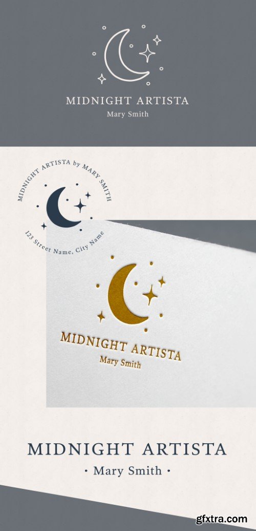 Moon and Stars Logo Set