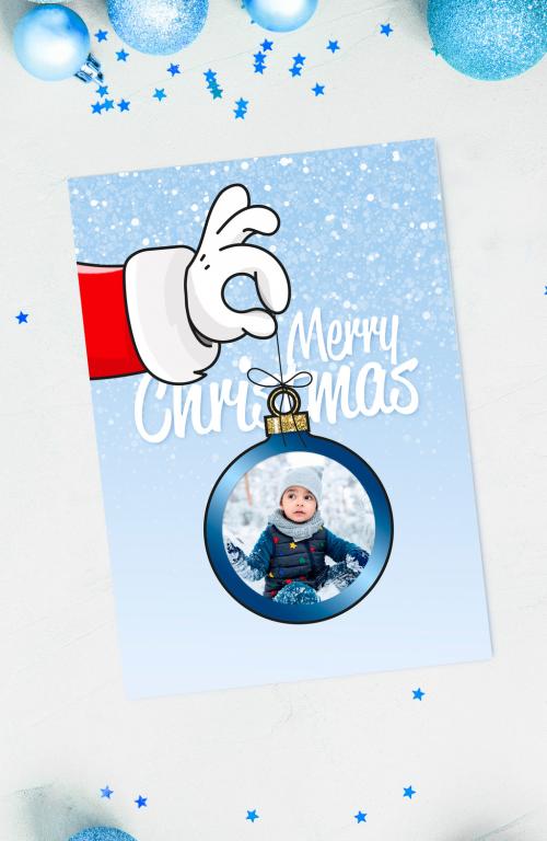 Santa Holding Ball Card