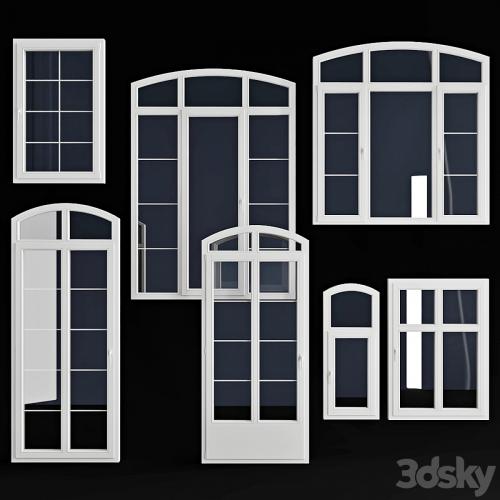 A set of arched windows / doors