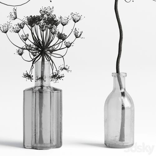 Bouquet Set 01 Vase Glass Dry Hogweed