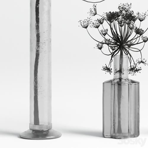 Bouquet Set 01 Vase Glass Dry Hogweed