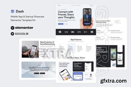 Dash - Mobile App & Startup Showcase Elementor Template Kit 52003301