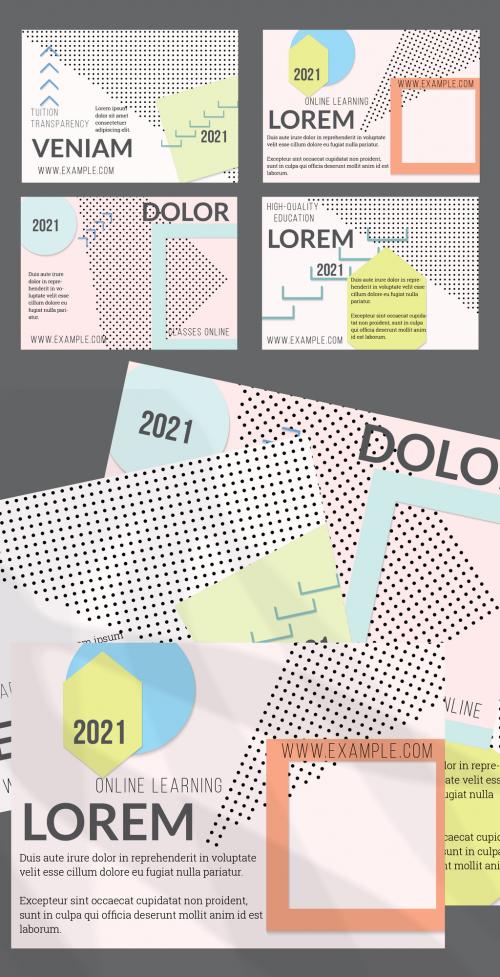 Flyer Layout with Paper Cut Simple Layered Geometric Shapes