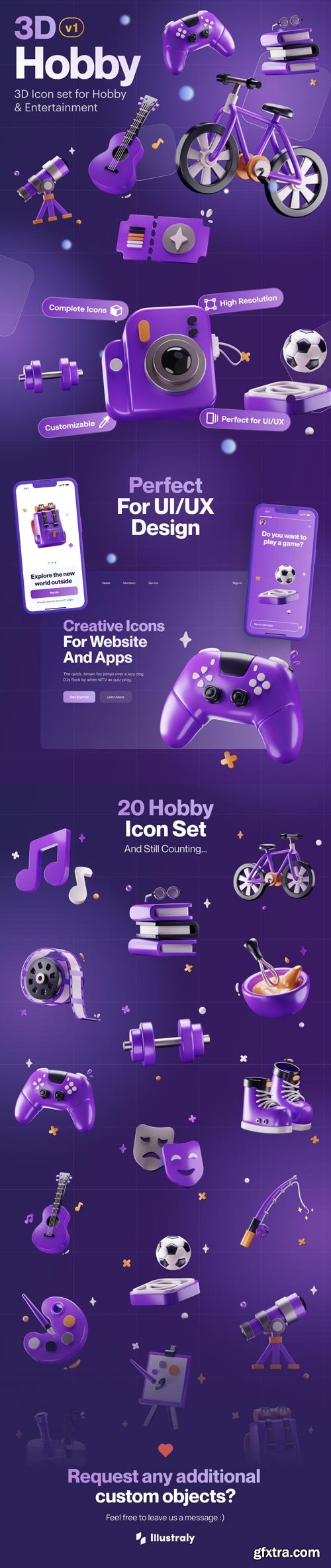 Entertainy - Hobby And Entertainment 3D Icon Set Model