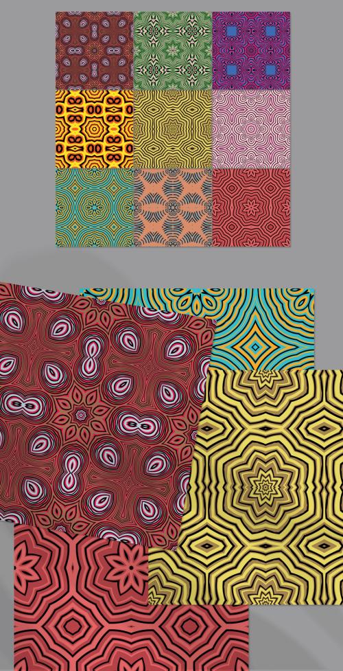 Seamless Pattern Collection with Mandala Motif