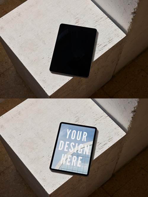 Tablet Mockup on a White Pedestal