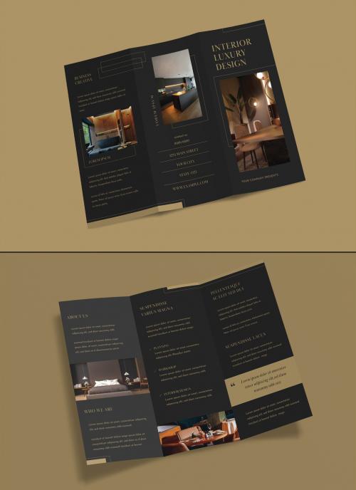 Black and Gold Trifold Brochure Layout