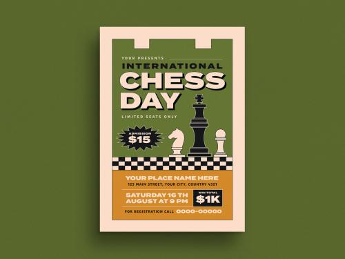 Retro International Chess Day Flyer Layout
