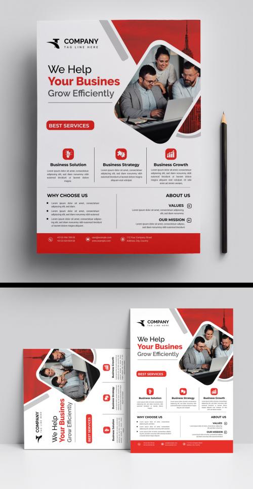 Corporate Business Flyer with Red Accents