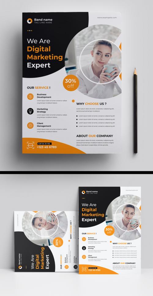 Business Flyer Layout with Colorful Accents