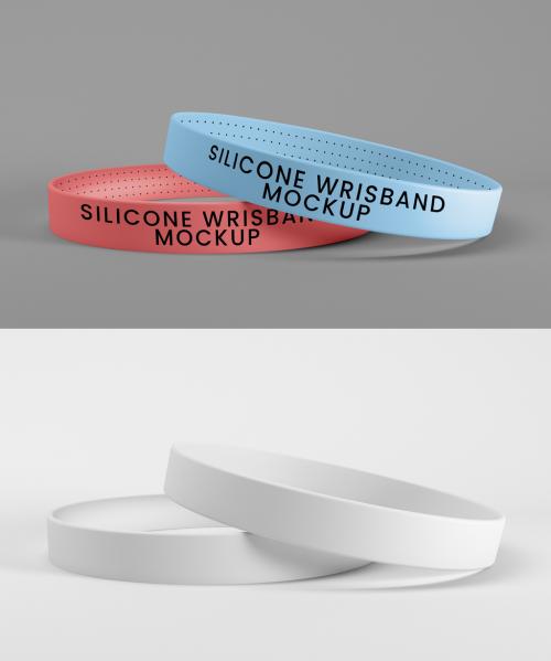 Two Silicone Wristbands Mockup