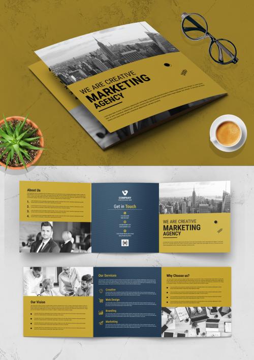 Square Trifold Brochure with Elements Design