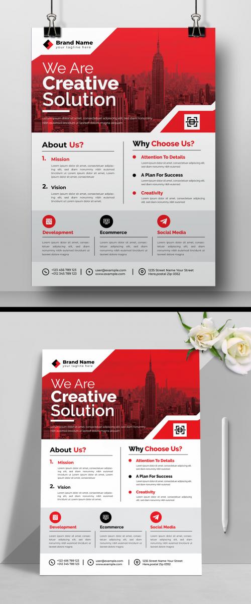 Multipurpose Flyer Layout with Red Accents