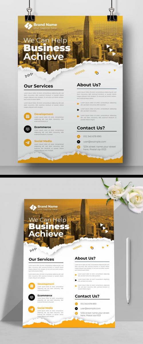 Corporate Flyer Layout with Orange Elements