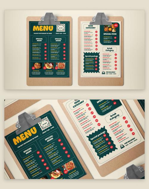 Green Vintage Food Menu Layout