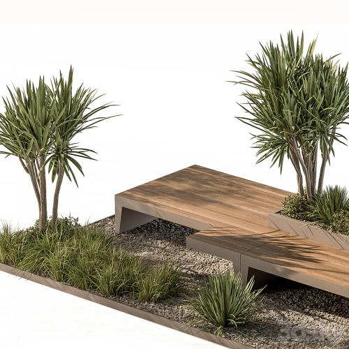 Urban Furniture Bench with Plants Set 42