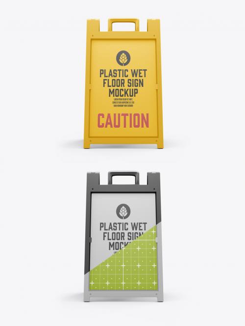 Warning Wet Floor Sign Mockup