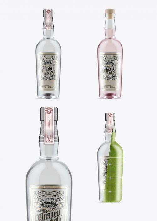 Clear Liquor Glass Bottle Mockup