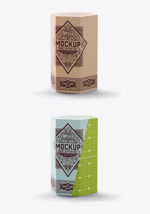 Hexagonal Kraft Box Mockup