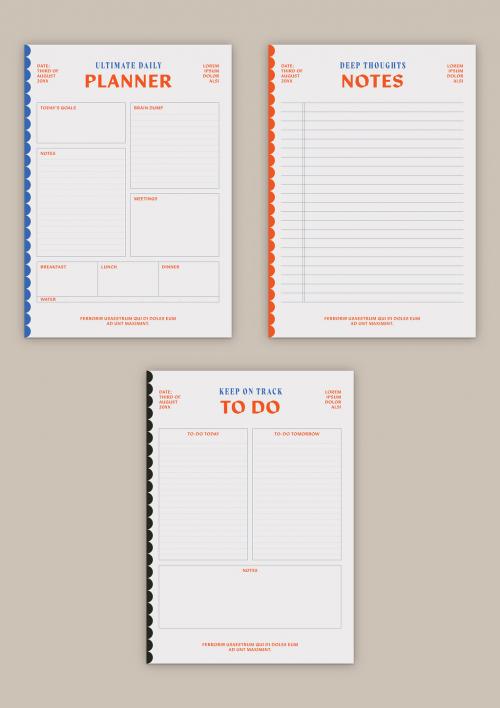 Set of Planners with Blue and Orange Accents