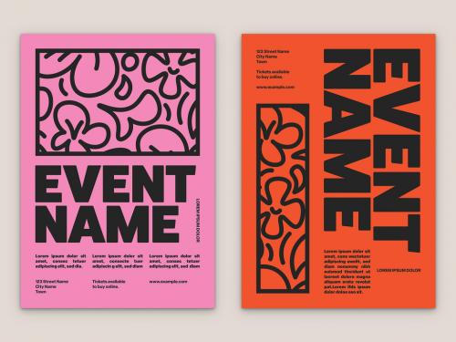 Bold Poster Set with Pink and Orange Accents