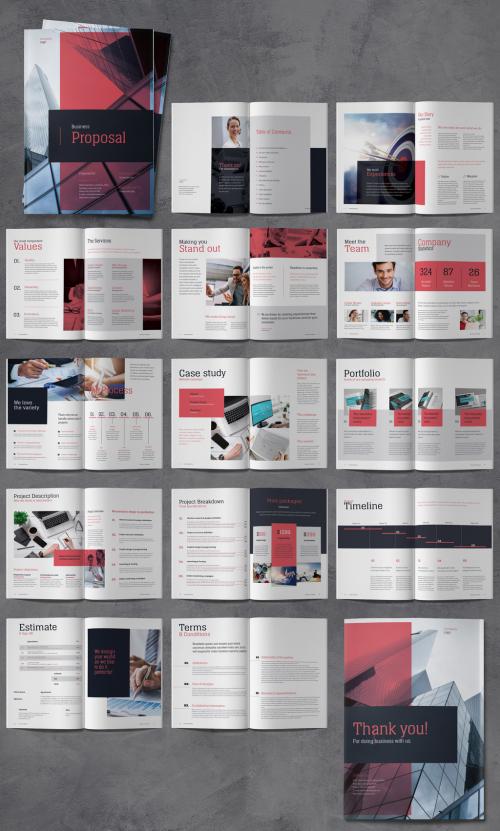 Proposal Brochure with Red and Blue Accents