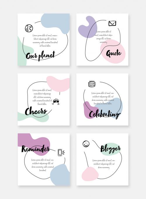 Creative Social Layout with Hand Drawn Elements and Pastel Accent