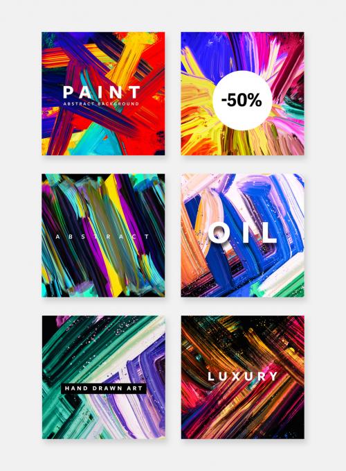 Colorful Social Media Layouts with Oil Paint Backgrounds