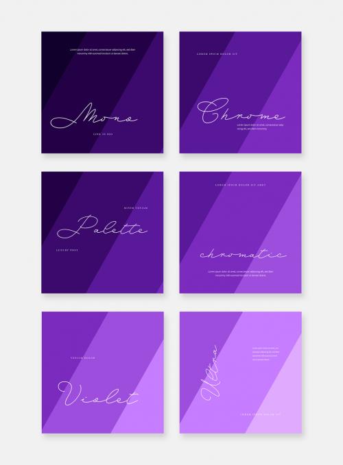 Social Media Layouts with Monochromatic Design and Purple Accent