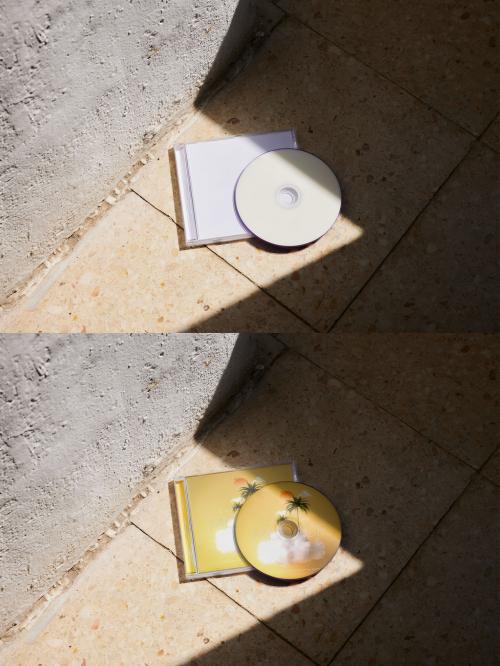 CD and Case Album Mockup on Floor