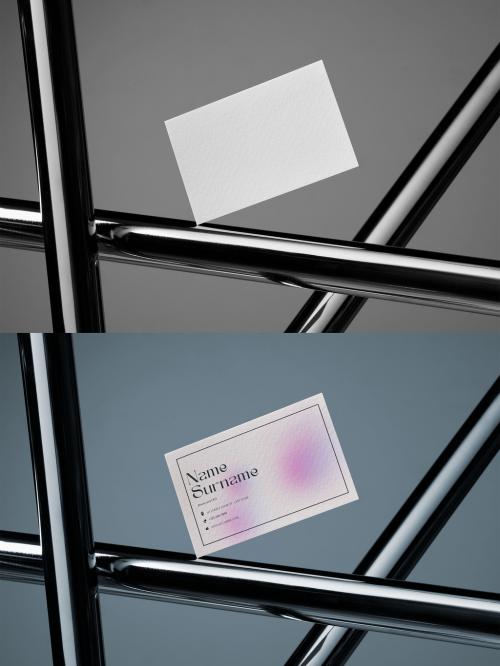 Business Card Mockup Floating with Tubes