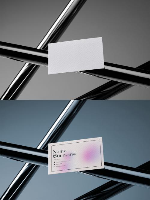 Business Card Mockup with Metallic Tubes