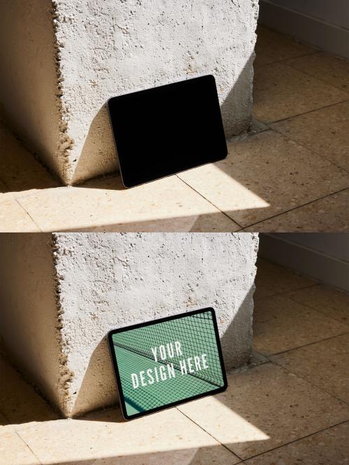 Horizontal Tablet Mockup on Industrial Background