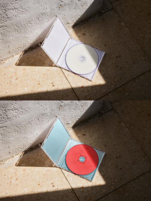 Realistic Open CD Album Mockup with Shadows