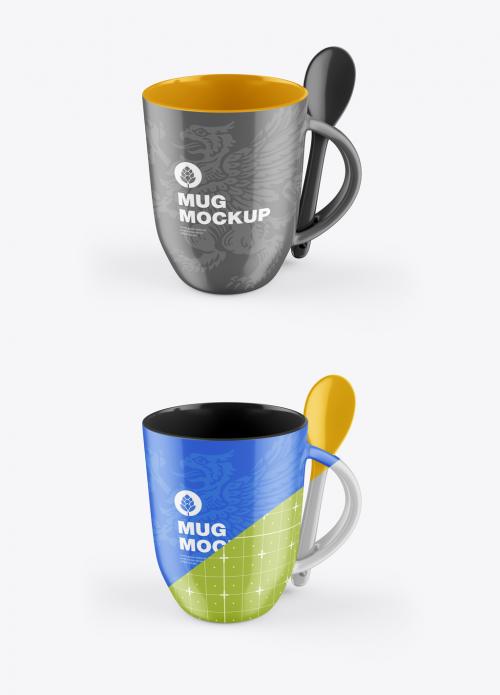 Coffee Cup with Spoon Mockup