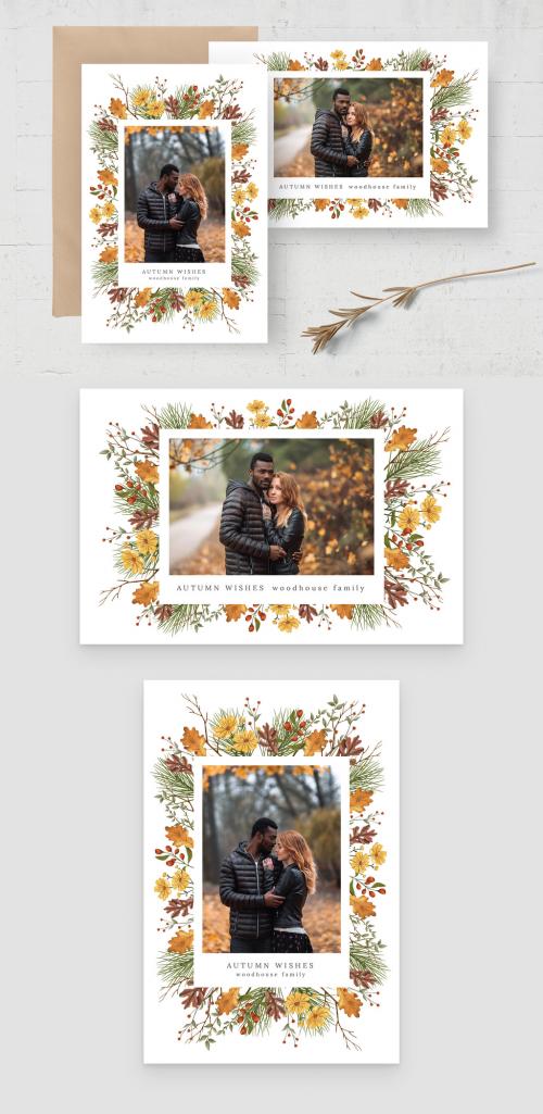 Colorful Autumn Fall Photo Card Flyer Postcard Layout