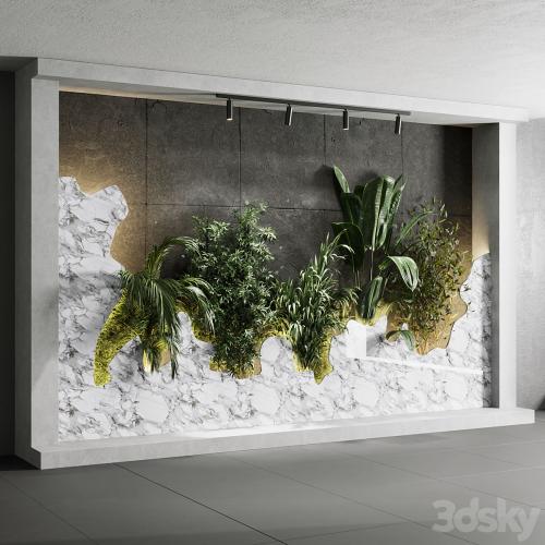 Vertical Wall Garden With concrete frame - wall decor houseplants indoor 02