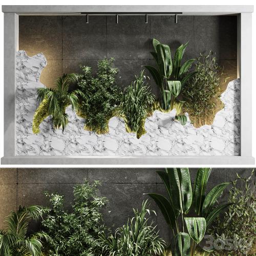 Vertical Wall Garden With concrete frame - wall decor houseplants indoor 02