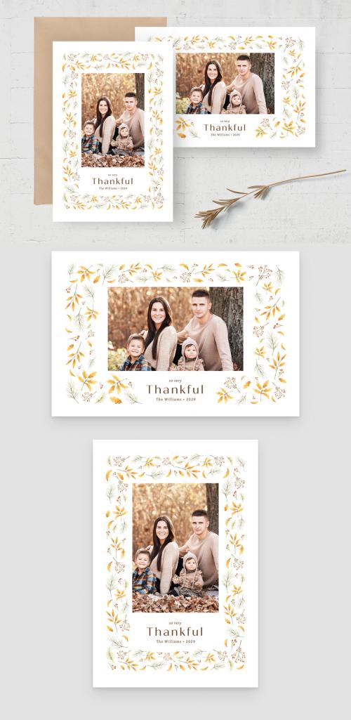 Autumn Fall Photo Card with Elegant Painted Border