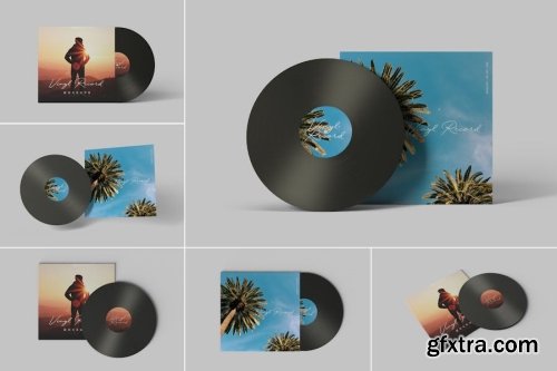 Vinyl Record Mockup Template Collection 15xPSD