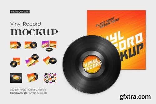 Vinyl Record Mockup Template Collection 15xPSD