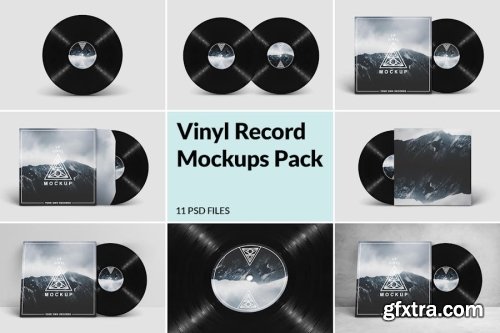 Vinyl Record Mockup Template Collection 15xPSD