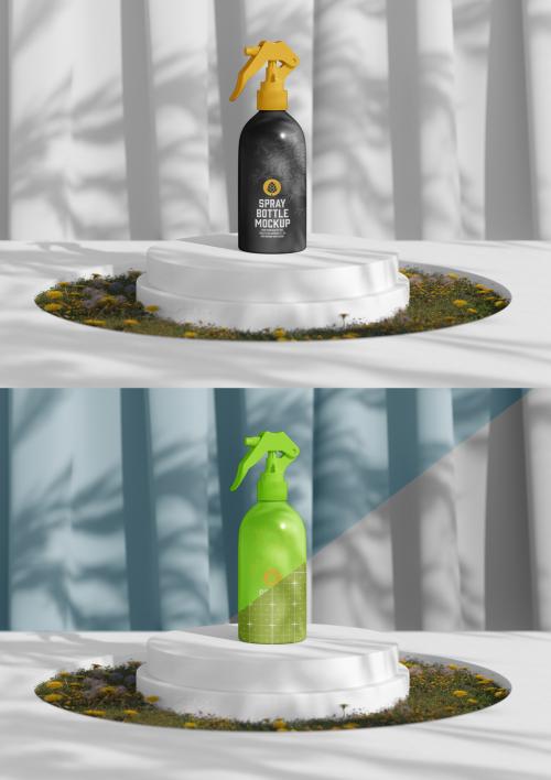 Spray Bottle Scene Mockup