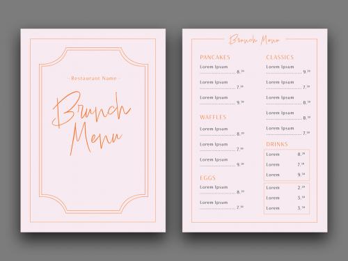 Orange and Pink Brunch Menu