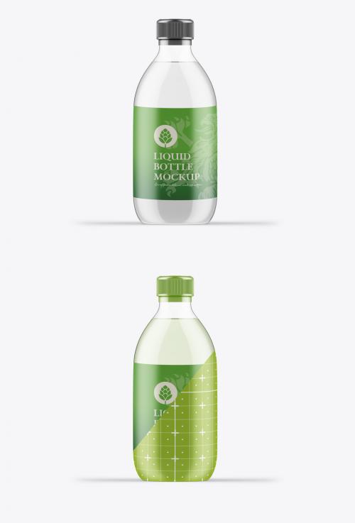 Clear Glass Liquid Bottle Mockup