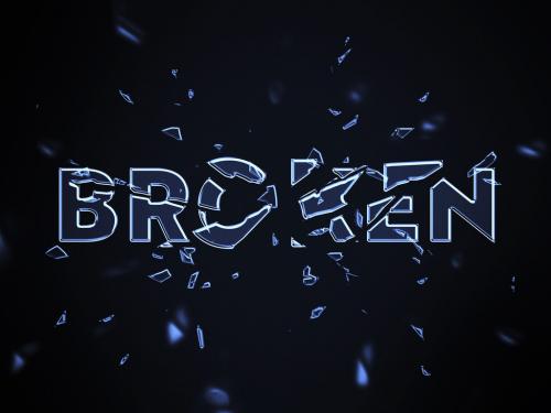 3D Broken Glass Text Effect Mockup