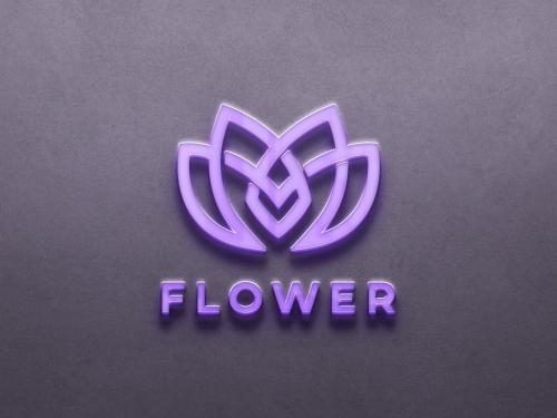 Purple Light Box Wall Sign Logo Mockup