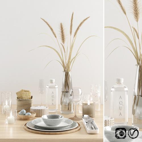 Hygge tableware with dried grass